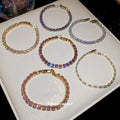 Square Zircon Tennis Bracelet Gold Silver 9 Styles view 2