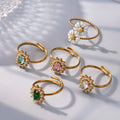 Open Flower Crystal Rings And Double Daisy Twist Rings view 2