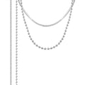 Layered Ball And Zircon Tassel Necklace Steel Tone view 5