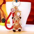 Jeweled Sitting Bear Keychains in Three Colors with Plain BV and Fortune Loops view 1