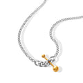 Steel Curb Chain Gold Ball U-Bar Toggle Pendant Necklace view 5