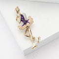 Ice Skating Girl Enamel Brooch in Blue Green or Purple view 3