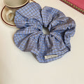 Oversized Blue Stripe And Plaid Fabric Scrunchie In Three Patterns view 8