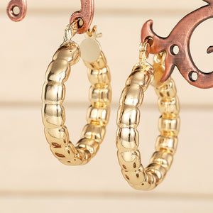 Linked Texture Hoop Earrings in Gold-Tone Metal Jewelry