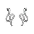 Silver Snake Stud Earrings Clear Crystal Pave Body Pair view 5