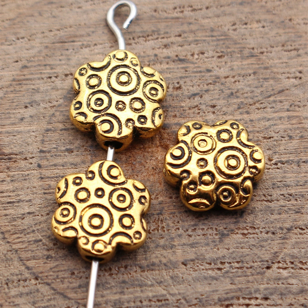 9.5x9x3.1mm 0.82g Multicolor Zinc Alloy Circle Texture Flower Flat Spacer Beads for Jewelry Making