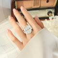 Oval Hammered Disc Open Adjustable Ring Gold Steel Finish view 7