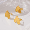 Gold Brushed Stainless Steel Heart Ring Earrings Long Necklace view 3