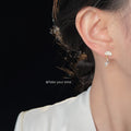 Gold Cloud Lightning Bolt Stud Drop Earrings Clear Zircon view 2