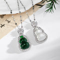 Gourd Pendant Necklaces Silver Tone White Green 2 Colors view 1