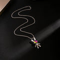 Silver Mechanical Space Rabbit Pendant Necklace Iridescent Visor view 4