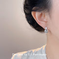 Silver Tone Clear Square Top Starburst Polished Ball Stud Earrings view 2