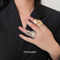 Large Twisted Sculptural Metal Statement Rings Gold Silver view 1