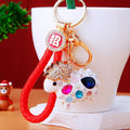 Jeweled Sheep Keychains With Braided Wrist Strap and Component Options view 1