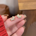 Gold Tone Horse Stud Earrings Covered in Clear Crystals view 4