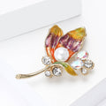Multicolor Enamel Leaf Pearl Rhinestone Brooch Gold Tone view 3