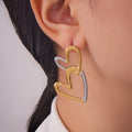 Open Double Heart Link Earrings in Three Metal Finishes view 4