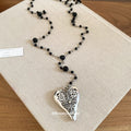 Black Beaded Pendant Necklaces with Heart and Star Charms view 4