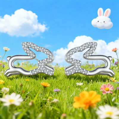 Image 1 showing crystal rabbit outline stud earrings
