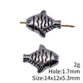Antique Silver Wavy Striped Tropical Fish Small Hole Bead view 3