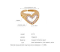 Gold Heart Open Ring White Or Black Imitation Pearl Border view 7