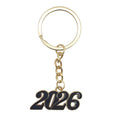 Black Enamel 2026 Numeral Keychain Gold Split Ring Chain view 5