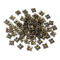 Four-Petal Metal Bead Caps in Antique Silver and Bronze, 8mm view 3