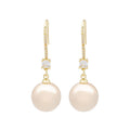 Long Clear Look Bar and Pearl Look Ball Drop Earrings view 5