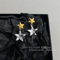 Two-Tone Matte Gold Silver Liquid Star Drop Earrings view 2