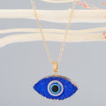 Gold Tone Crystal Cluster Evil Eye Pendant Necklaces in Six Colors view 4