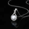 Silver Tone Faux Pearl Twist Loop Clear Stone Pendant Necklace view 3