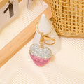 Two Tone Rhinestone Heart Keychain Pink Crystal Charm view 2