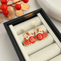 Lunar Festival Red Gold Novelty Earrings in Four Styles view 8