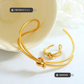 Double Wire Knot Open Cuff Bangle And Matching Knot Ring view 2