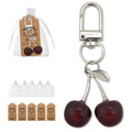 Dark Red Double Cherry Keychain With Silver-Tone Metal Clasp view 1