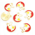 Enamel Rabbit on Crescent Moon Charms in Seven Bright Colors view 4