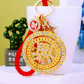 Rotating Chinese Character Medallion Keychains with Braided Loop Options view 4