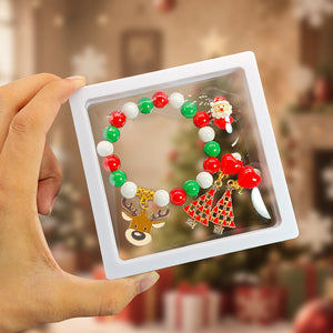 Christmas Reindeer Bead Bracelet Santa Ring Tree Earrings