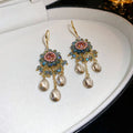Ornate Gold Tone Crystal Chandelier Earrings in Two Colors view 6
