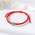 Red Woven Cord Large Heart Evil Eye Adjustable Bracelets view 3