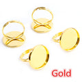 Round Cabochon Tray Adjustable Ring Blanks in Mixed Finishes view 2
