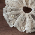 Cream Lace Pearl Scrunchie Oversized Elastic Hair Tie view 6