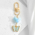 Ombre Heart Bead Keychain with Butterfly Flower or Pearl Charm view 7