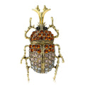 Crystal Beetle Brooch In Black And Antique Gold Decorative Lapel Pin view 5