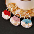 Round Pearl Handbag Keychains in Blue Red Pink and Random Color Option view 9