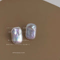 Irregular Lavender Rectangle Pearl Like Stud Earrings view 6