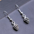 Antique Silver Pine Cone Dangle Earrings with Fishhook Wires view 1