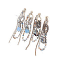 Blue Crystal Chain Tassel Earrings In Two Silver Tone Styles view 5