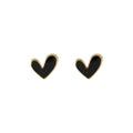 Gold Tone Heart Stud Earrings In Black And White Enamel view 5