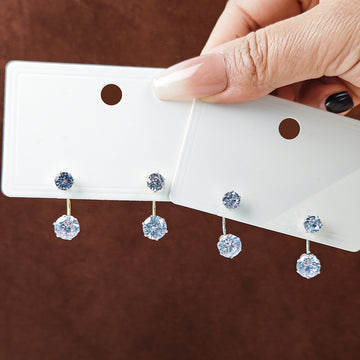 Gold Dual Wear Round Crystal Jacket Stud Earrings Set